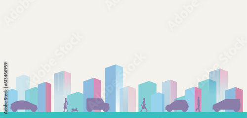街　都心の街並みのイラスト