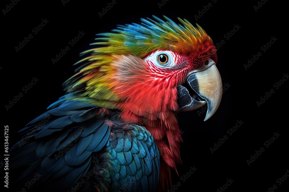 A Colorful Macaw Birds in Their Natural Environment: A Blue, Red and Green Tropical Animal with a Beak and Feathers: Generative AI