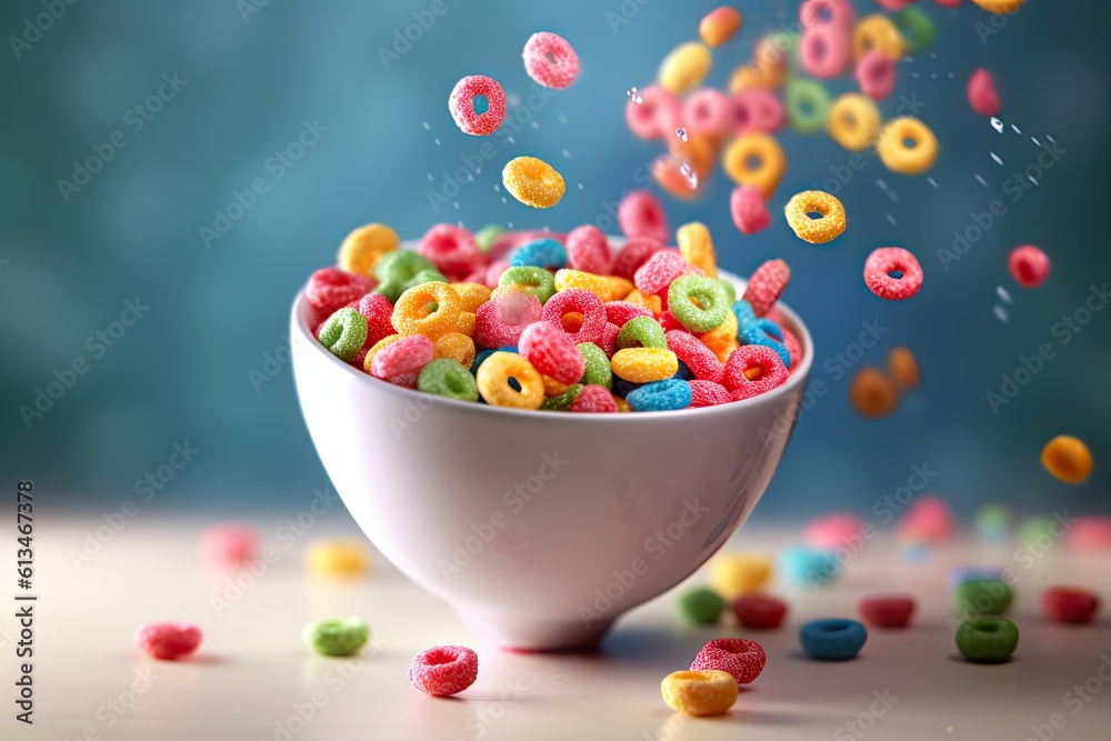 Nourishing and Natural: Enjoy a Delicious Breakfast Cereal of Colorful Ring Cereals: Generative AI Nourishing and Natural: Enjoy a Delicious Breakfast Cereal of Colorful Ring Cereals: Generative AI