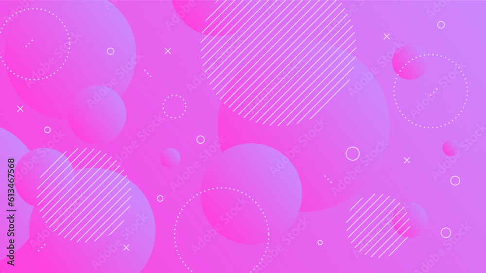 Modern Abstract Background with Motion Round Retro Memphis and Purple Pink Gradient Color
