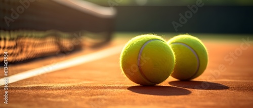 Deux balles de tennis sur un terrain de tennis photo