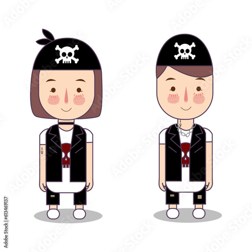 boy and girl gangster thug criminal clothes with headdress robber fashion burglary violence dangerous evil