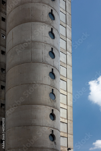 Part of the facade of Genex Tower in Belgrade.