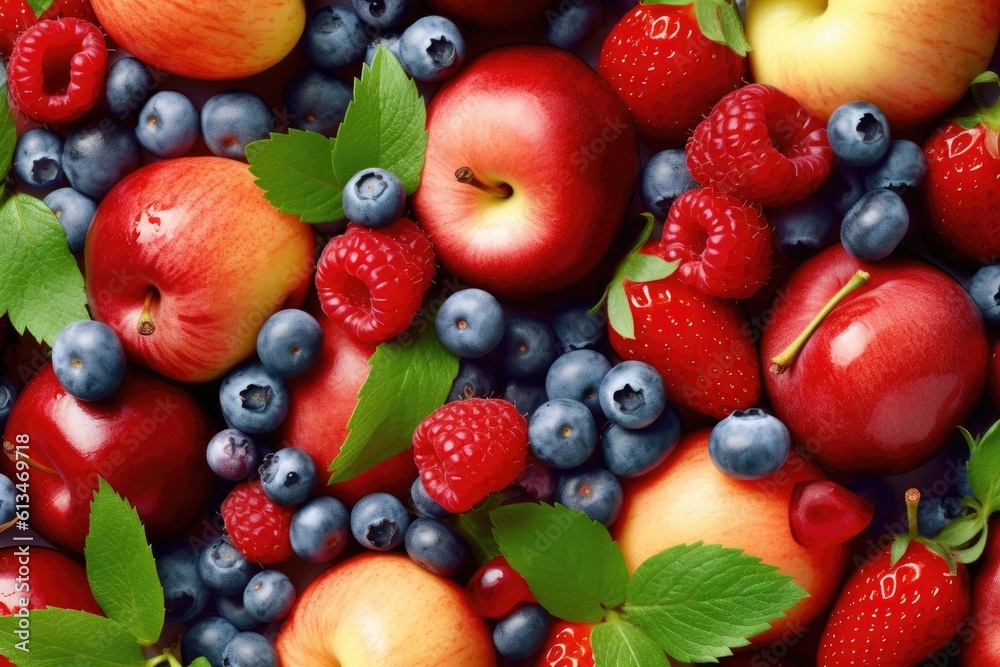 Obraz premium Summer fruit background. Generative AI