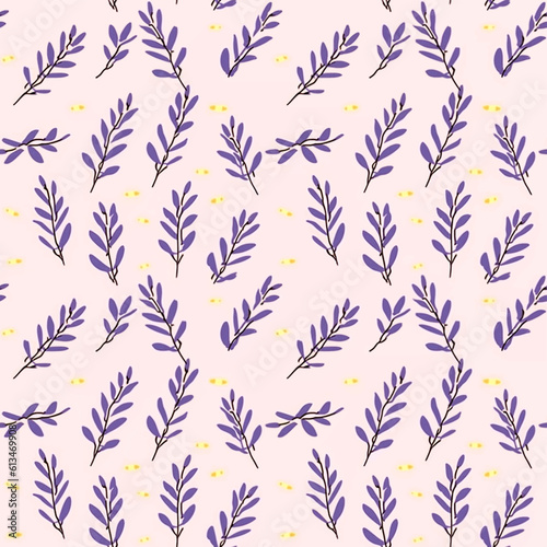 seamless pattern purple botanical