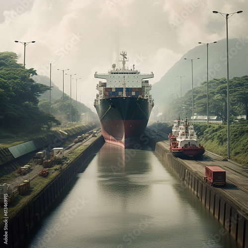 Panama Canal. Generative AI. photo