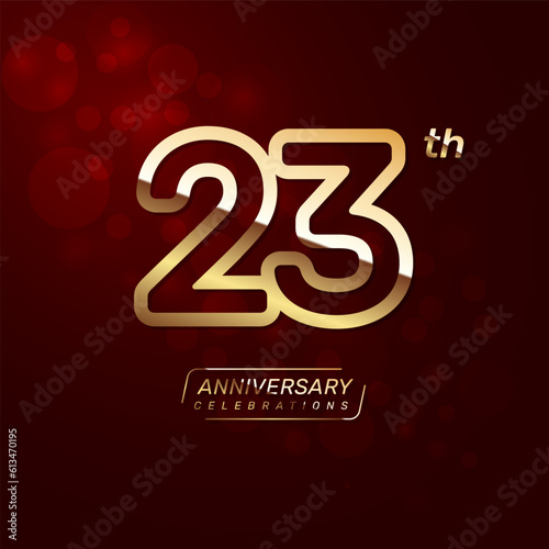 23th year anniversary logo design with a double line concept in gold color