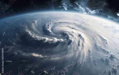 Aerial View of Hurricane from Space - Powerful Storm and Earth's Fury, Generative AI
