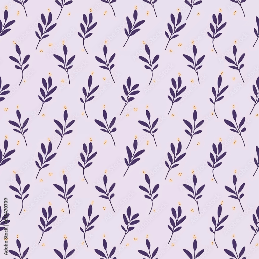 seamless pattern purple botanical