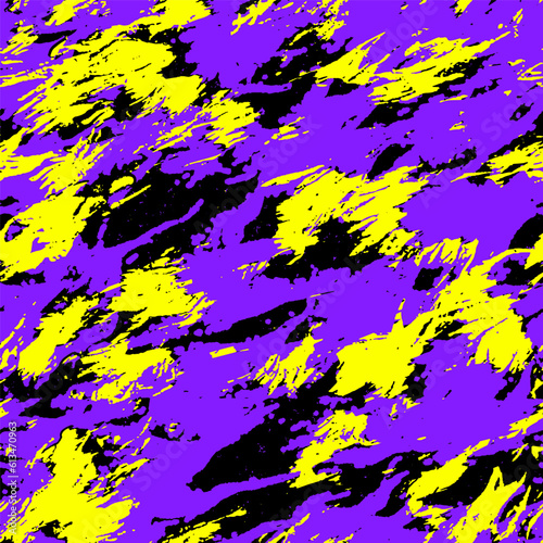 Abstract Hand Drawing Camouflage Brush Strokes Animal Skin Seamless Vector Pattern Isolated Background