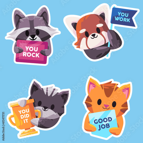 animal sticker text you rock your work you did it and good job compliment appreciate motivation achievement quote