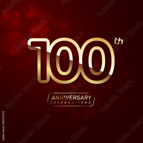 100th year anniversary logo design with a double line concept in gold color
