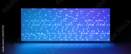 Led light screen concert or show background. Board wall stage with monitor glow tv pixel texture pattern. Digital television technology lcd projection studio for cinema or disco club performance.