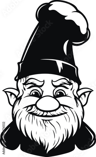 Gnomes in a chef hat, Vector illustration, SVG 