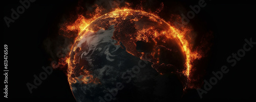 Wallpaper Mural The Earth on Fire, Representing A Post-Apocalyptic Earth, Generative AI Torontodigital.ca