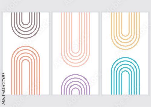 set of abstract colorful line poster vector
