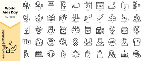 Set of world aids day Icons. Simple line art style icons pack. Vector illustration photo