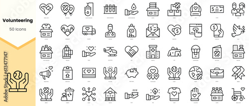 Set of volunteering Icons. Simple line art style icons pack. Vector illustration