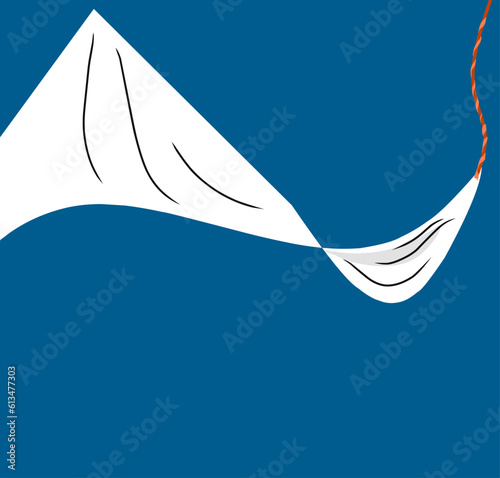 vector illustration of a white tarpaulin blowing in the wind