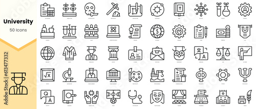 Set of university Icons. Simple line art style icons pack. Vector illustration