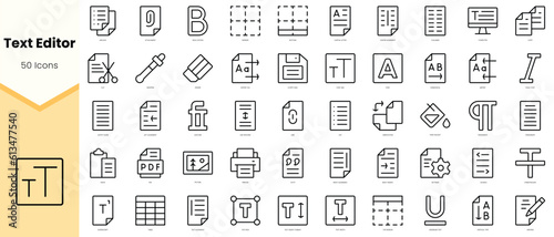 Set of text editor Icons. Simple line art style icons pack. Vector illustration