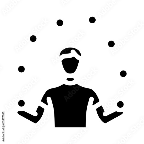 juggler carnival vintage show glyph icon vector. juggler carnival vintage show sign. isolated symbol illustration