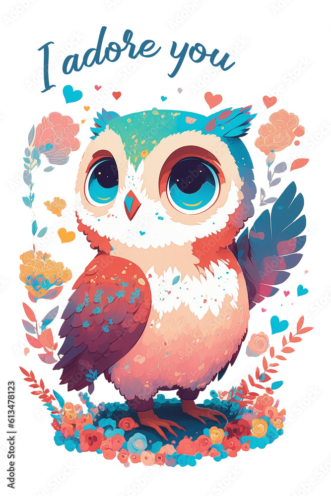 Fototapeta premium Watercolor Owl Clipart Created with Generative AI Tools
