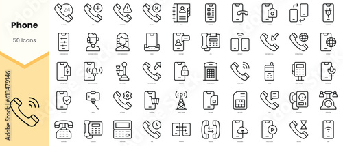 Set of phone Icons. Simple line art style icons pack. Vector illustration
