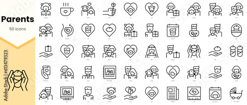 Set of parents Icons. Simple line art style icons pack. Vector illustration