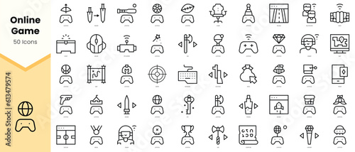 Leinwand Poster Set of online game Icons