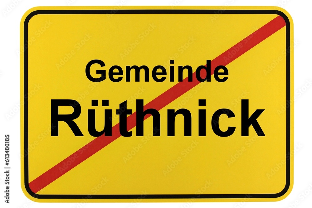 Illustration eines Ortsschildes der Gemeinde Rüthnick in Brandenburg Illustration eines Ortsschildes der Gemeinde Rüthnick in Brandenburg