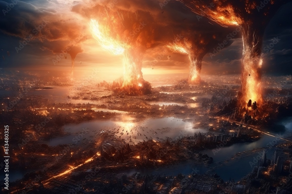 Apocalyptic epic scene depicting the end of the world, Generative Ai