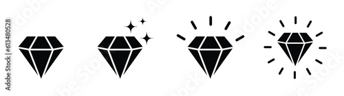 Diamond icon set,Set different shapes gemstones,Jewel and Gem Icons photo