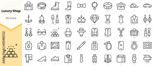 Set of luxury shop Icons. Simple line art style icons pack. Vector illustration