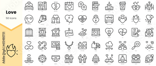Set of love Icons. Simple line art style icons pack. Vector illustration