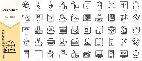 Set of journalism Icons. Simple line art style icons pack. Vector illustration