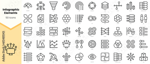 Set of simple outline infographic elements Icons. Simple line art style icons pack. Vector illustration
