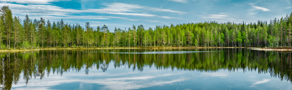 Spiegelung in einem Waldsee in Skandinavien Spiegelung in einem Waldsee in Skandinavien