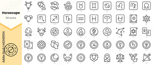 Set of horoscope Icons. Simple line art style icons pack. Vector illustration