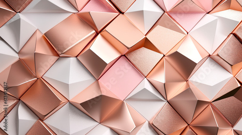 ローズゴールドの3D抽象模様の背景　Generative AI