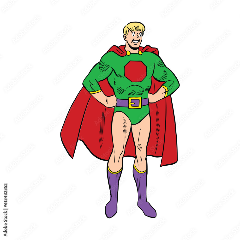 Vector illustration of a superhero. Cartoon style. Isolated on white background.