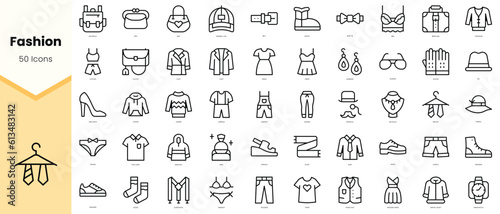 Set of fashion Icons. Simple line art style icons pack. Vector illustration