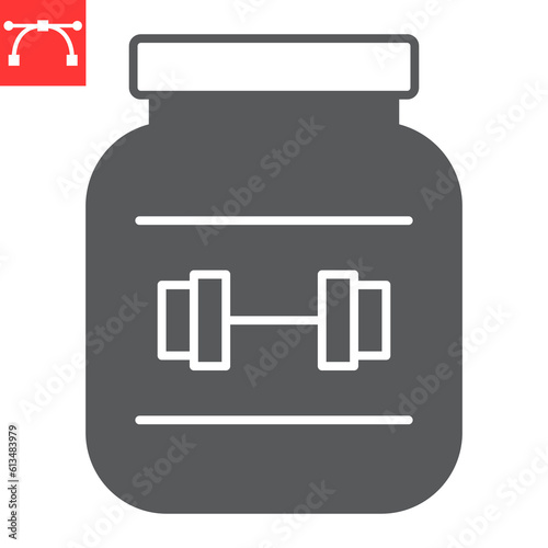 Protein glyph icon, supplements and health, whey vector icon, vector graphics, editable stroke solid sign, eps 10.