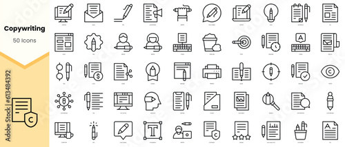 Set of copywriting Icons. Simple line art style icons pack. Vector illustration