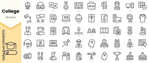 Set of college Icons. Simple line art style icons pack. Vector illustration