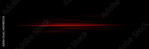 Abstract red speed neon light effect on black background. Vector illustration.