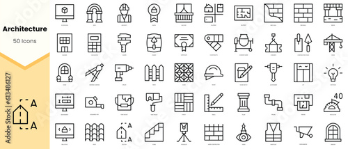 Set of architecture Icons. Simple line art style icons pack. Vector illustration