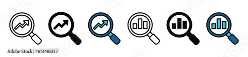 Search Engine Optimization or SEO line and flat icon. Search, magnifying glass, magnifier, loupe icon with arrow or graphic symbol for apps and websites. Vector illustration EPS 10