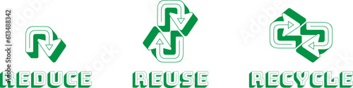 Reduce Reuse Recycle words with arrows.