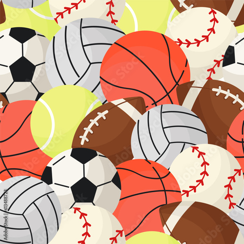 Seamless pattern with different sport balls.